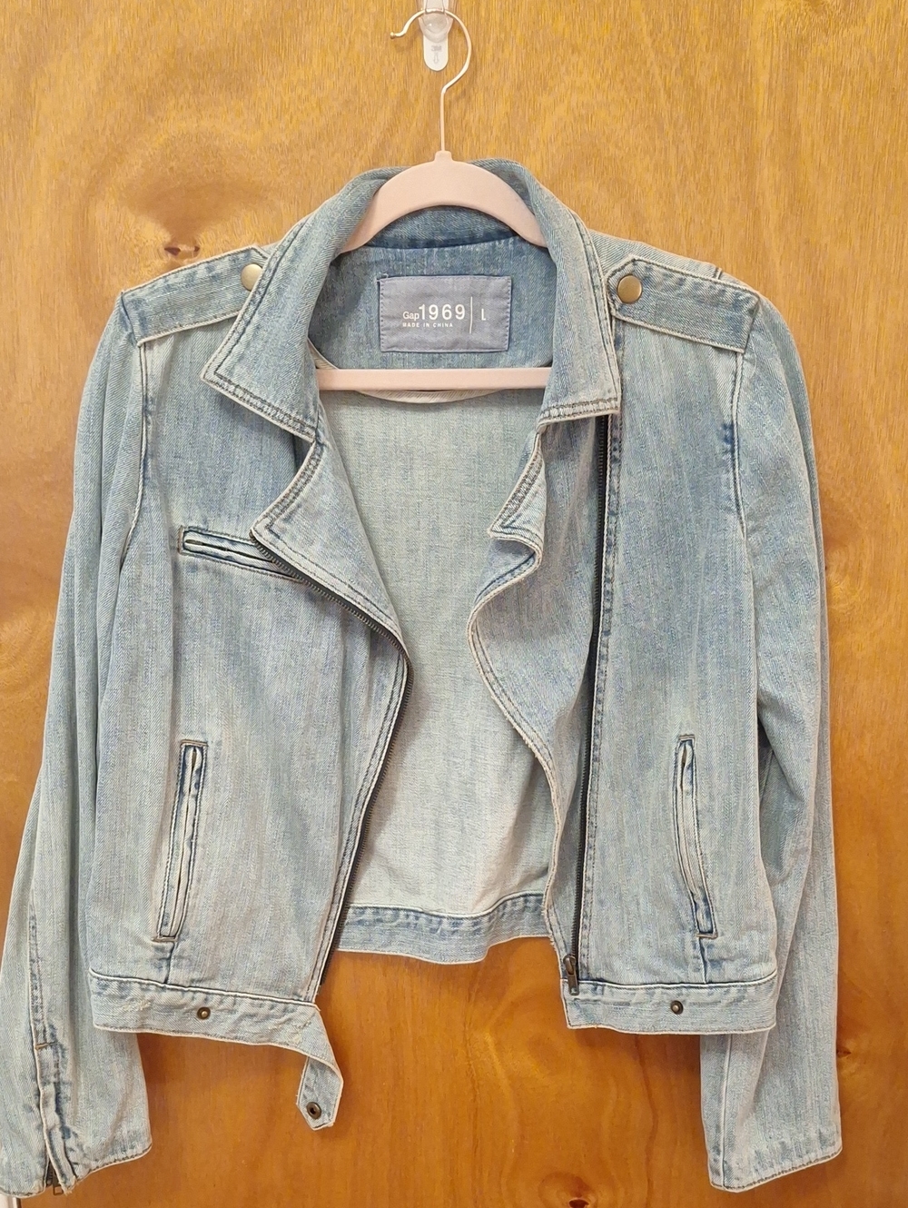 GAP Light Blue Denim Moto Jacket - Women